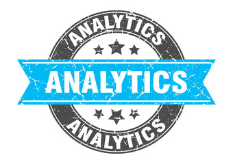 analytics round stamp with ribbon. label sign