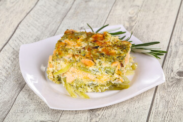 Tasty casserole with salmon and broccoli