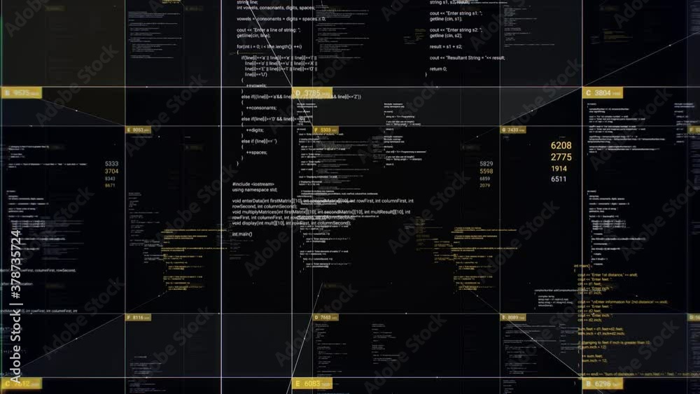 Aufkleber a data grid of streaming numbers changing on display. animation. abstract millions flying blocks of 