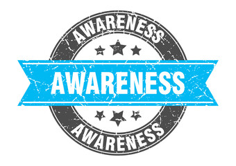 awareness round stamp with ribbon. label sign