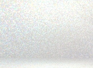 Brilliance white empty room 3d render. Sparks on light textured surface of wall and floor. Winter decor.