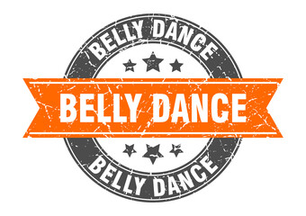 belly dance round stamp with ribbon. label sign