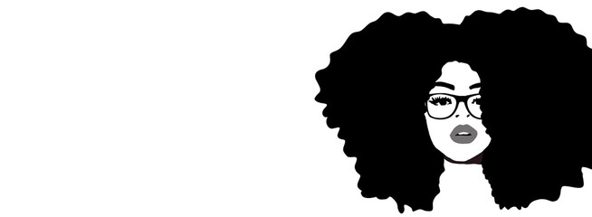 Combing afro hair with comb. Black woman. hair care. African american girl with afro hair, illustration	
 - obrazy, fototapety, plakaty