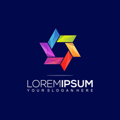 Obraz premium HEXAGON WINDMILL COLORFUL LOGO TEMPLATE