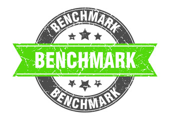 Obraz premium benchmark round stamp with ribbon. label sign