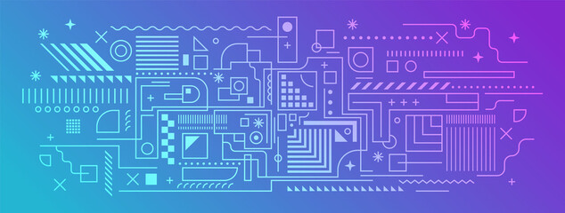Abstract technology background in line art style design. Vector illustration.