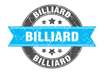 billiard round stamp with ribbon. label sign