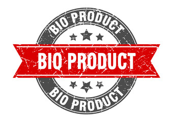 bio product round stamp with ribbon. label sign