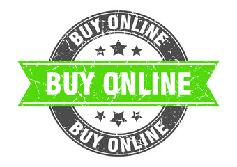 Fototapeta premium buy online round stamp with ribbon. label sign