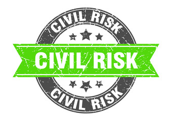 civil risk round stamp with ribbon. label sign