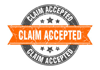 claim accepted round stamp with ribbon. label sign
