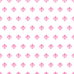 Seamless vector pattern. Modern geometric ornament with pink royal lilies. Classic vintage pink background