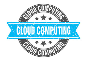 cloud computing round stamp with ribbon. label sign