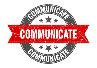 communicate round stamp with ribbon. label sign