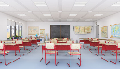 3d illustration - Klassenzimmer - Klassenraum - Schule - Unterricht