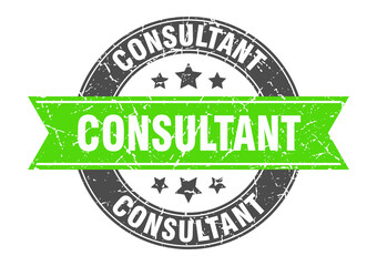 consultant round stamp with ribbon. label sign