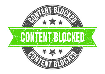 content blocked round stamp with ribbon. label sign