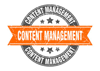 content management round stamp with ribbon. label sign