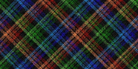 ragged old dark seamless pattern neon rgb colors tartan ornament for textile texture with lost threads	