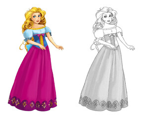 cartoon sketch scene with princess illustration © honeyflavour