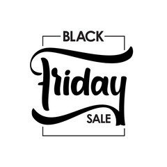 Vector Hand drawn type lettering of Black Friday Sale in frame on white background.