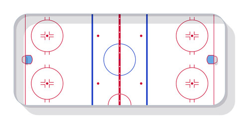 Ice Hockey rink with goals. Top view.