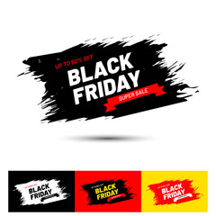 Black Friday Super Sale Banner Vector with four different colors