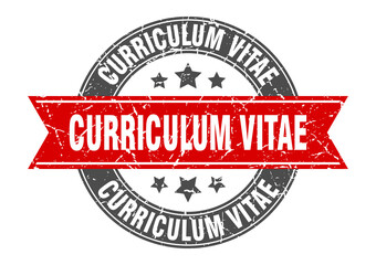 curriculum vitae round stamp with ribbon. label sign