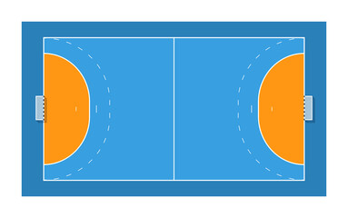 Handball court with goals. Top view.	