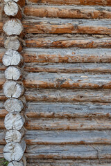 Wall of old logs for background