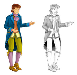 cartoon sketch scene with handsome prince illustration © honeyflavour