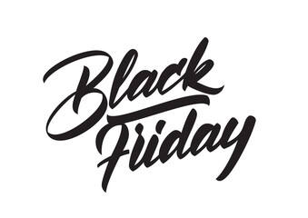 Obraz premium Vector handwritten type lettering of Black Friday isolated on white background. Typography design.