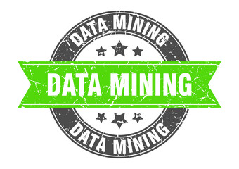 data mining round stamp with ribbon. label sign