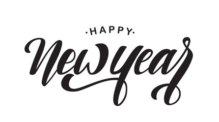 Fototapeta na wymiar Vector illustration. Hand.written brush type lettering of Happy New Year