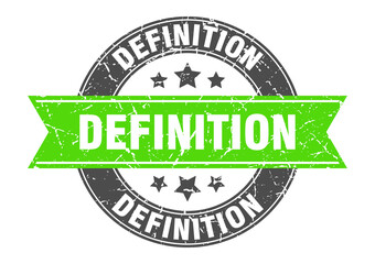 definition round stamp with ribbon. label sign