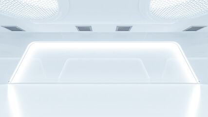 Scientific laboratory or empty white room. Technology background and science concept. 3D Render.