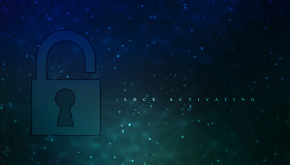 Closed Padlock on digital screen, cyber security concept background, Security concept Background. Data protection Cyber Security Privacy Business Internet Technology Concept. 2d illustration