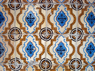 Azulejos de Lisboa - padrão castanho e azul