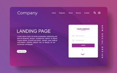 landing page with abstract background