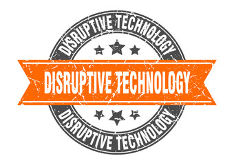 disruptive technology round stamp with ribbon. label sign