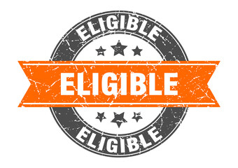 eligible round stamp with ribbon. label sign