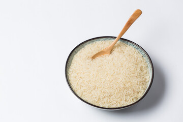Fototapeta na wymiar White basmati rice at studio