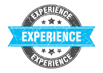 experience round stamp with ribbon. label sign