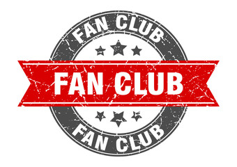 fan club round stamp with ribbon. label sign