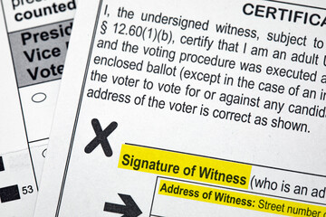 Presidential Election Absentee Ballot Witness Signature