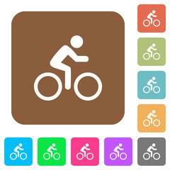 Bicycle with rider rounded square flat icons