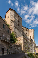 Fototapeta na wymiar The medieval castle Fortezza Orsini at Sorano, Tuscany Region in Italy 