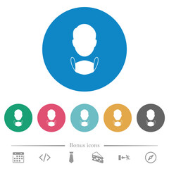 Face and medical mask flat round icons