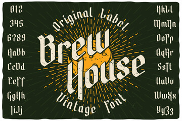Vintage label font named Brew House. Blackletter typeface for any your retro design like posters, t-shirts, logo, labels etc.