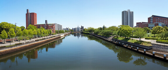 Fototapeta premium Horikawa river in downtown Nagoya, Japan